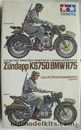 Tamiya 1/35 Zundapp KS750 and BMW R75 Motorcycles, MM123-250 plastic model kit